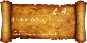 Licker Anita névjegykártya